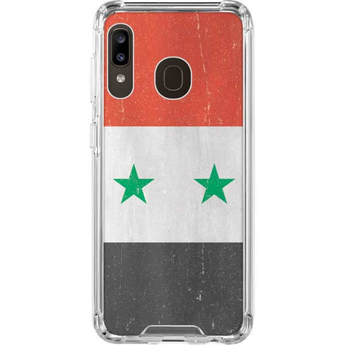 Syria Flag Distressed Galaxy A30 Clear Case